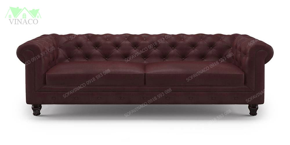 Mẫu ghế sofa da dài tân cổ điển thiết kế đơn giản đẹp mắt